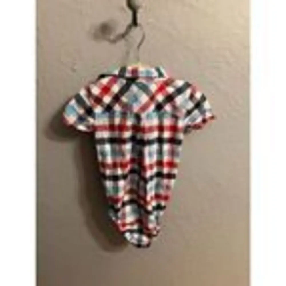 Boys Tommy Bahamas red white and blue plaid one‎ piece size 18 months